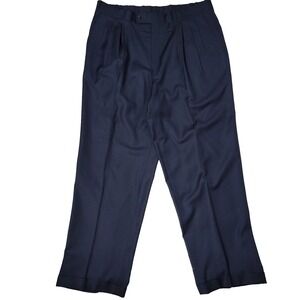 Villa Di Roma 100% Pure Wool Pleated Made In Italy Mens 36 Black Dress Pants‎